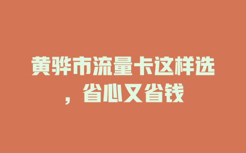 黄骅市流量卡这样选，省心又省钱