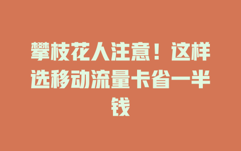 攀枝花人注意！这样选移动流量卡省一半钱