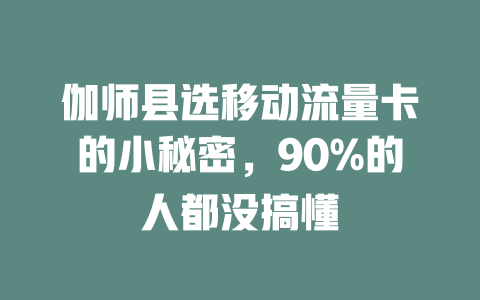 伽师县选移动流量卡的小秘密，90%的人都没搞懂