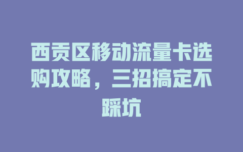 西贡区移动流量卡选购攻略，三招搞定不踩坑