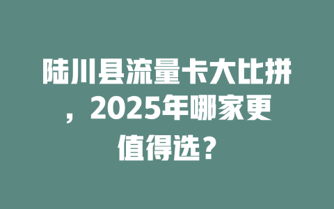 陆川县流量卡大比拼，2025年哪家更值得选？