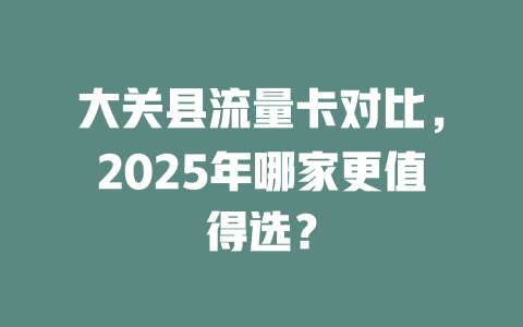 大关县流量卡对比，2025年哪家更值得选？