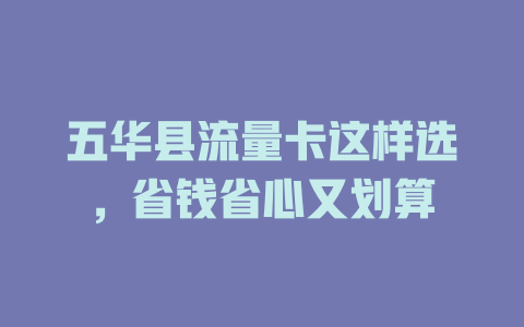 五华县流量卡这样选，省钱省心又划算