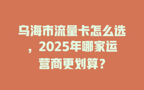 乌海市流量卡怎么选，2025年哪家运营商更划算？