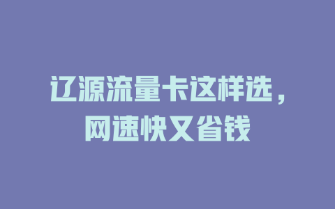 辽源流量卡这样选，网速快又省钱
