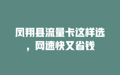 凤翔县流量卡这样选，网速快又省钱