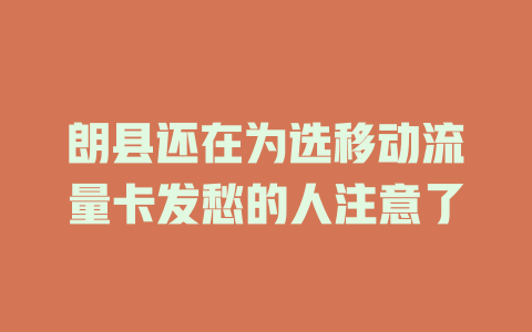 朗县还在为选移动流量卡发愁的人注意了