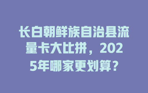 长白朝鲜族自治县流量卡大比拼，2025年哪家更划算？