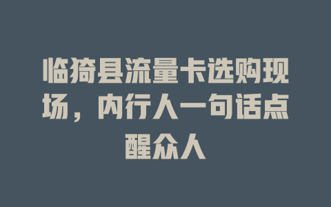 临猗县流量卡选购现场，内行人一句话点醒众人