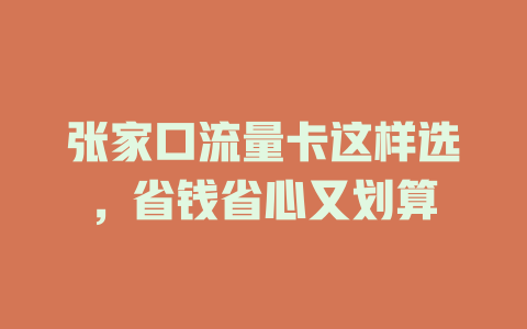 张家口流量卡这样选，省钱省心又划算