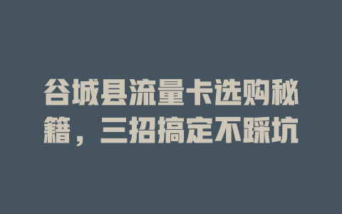 谷城县流量卡选购秘籍，三招搞定不踩坑