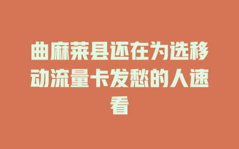 曲麻莱县还在为选移动流量卡发愁的人速看