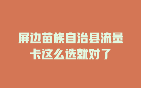屏边苗族自治县流量卡这么选就对了
