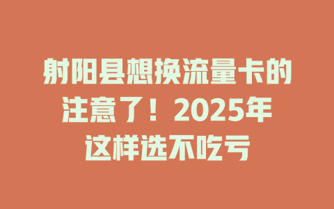 射阳县想换流量卡的注意了！2025年这样选不吃亏