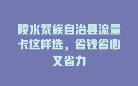 陵水黎族自治县流量卡这样选，省钱省心又省力