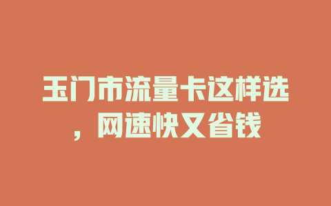 玉门市流量卡这样选，网速快又省钱