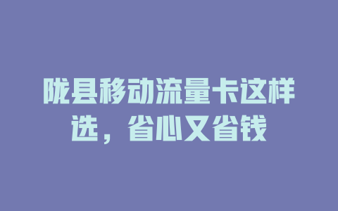 陇县移动流量卡这样选，省心又省钱