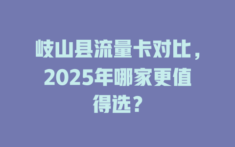 岐山县流量卡对比，2025年哪家更值得选？
