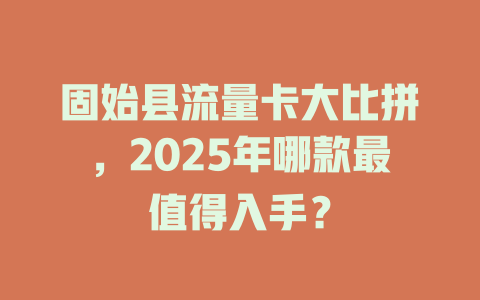固始县流量卡大比拼，2025年哪款最值得入手？