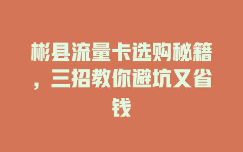 彬县流量卡选购秘籍，三招教你避坑又省钱