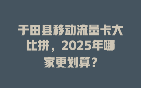 于田县移动流量卡大比拼，2025年哪家更划算？