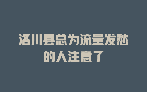 洛川县总为流量发愁的人注意了