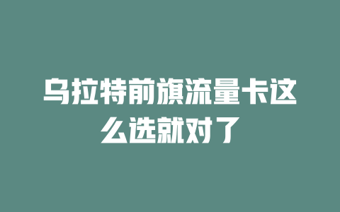 乌拉特前旗流量卡这么选就对了