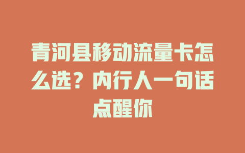 青河县移动流量卡怎么选？内行人一句话点醒你