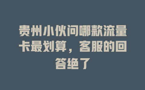 贵州小伙问哪款流量卡最划算，客服的回答绝了