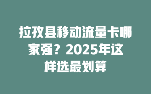 拉孜县移动流量卡哪家强？2025年这样选最划算