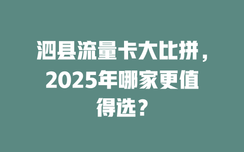 泗县流量卡大比拼，2025年哪家更值得选？