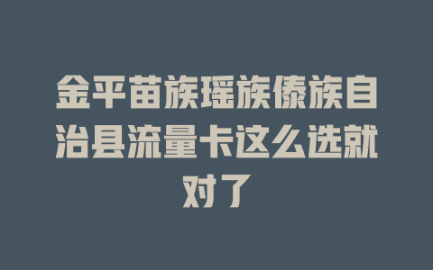 金平苗族瑶族傣族自治县流量卡这么选就对了