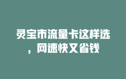 灵宝市流量卡这样选，网速快又省钱