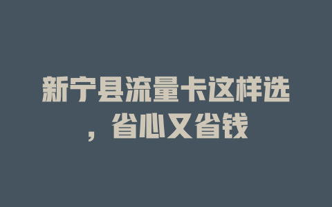 新宁县流量卡这样选，省心又省钱
