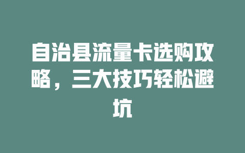 自治县流量卡选购攻略，三大技巧轻松避坑