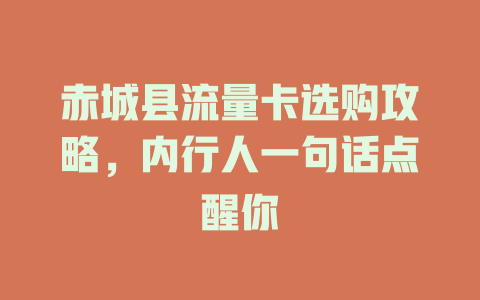 赤城县流量卡选购攻略，内行人一句话点醒你
