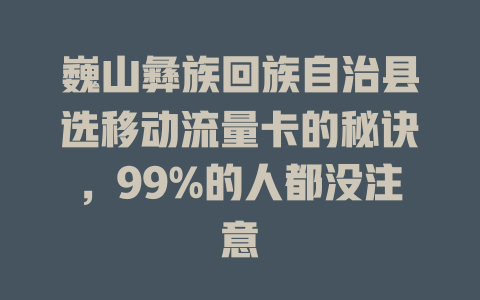 巍山彝族回族自治县选移动流量卡的秘诀，99%的人都没注意