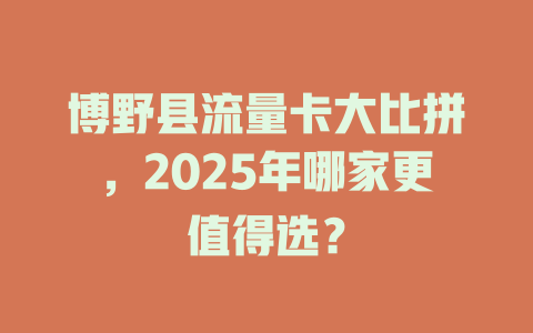 博野县流量卡大比拼，2025年哪家更值得选？