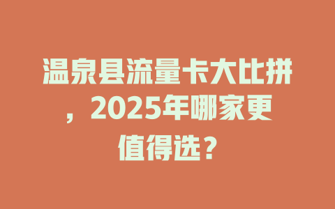 温泉县流量卡大比拼，2025年哪家更值得选？