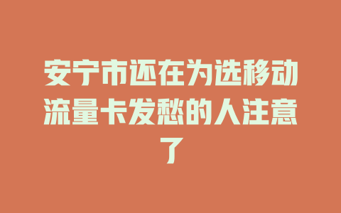 安宁市还在为选移动流量卡发愁的人注意了