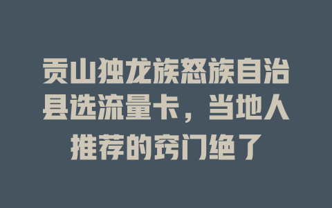 贡山独龙族怒族自治县选流量卡，当地人推荐的窍门绝了