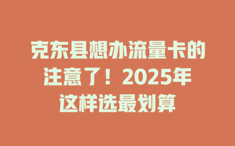 克东县想办流量卡的注意了！2025年这样选最划算