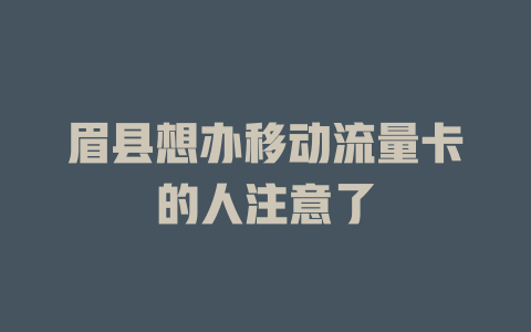 眉县想办移动流量卡的人注意了