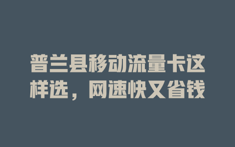 普兰县移动流量卡这样选，网速快又省钱