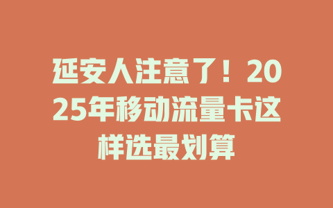 延安人注意了！2025年移动流量卡这样选最划算
