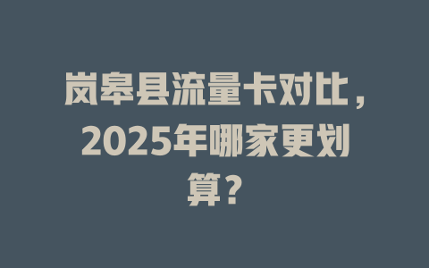 岚皋县流量卡对比，2025年哪家更划算？