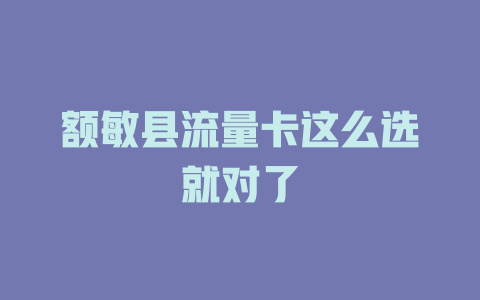 额敏县流量卡这么选就对了