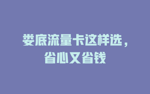 娄底流量卡这样选，省心又省钱