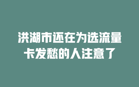 洪湖市还在为选流量卡发愁的人注意了