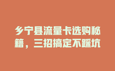 乡宁县流量卡选购秘籍，三招搞定不踩坑